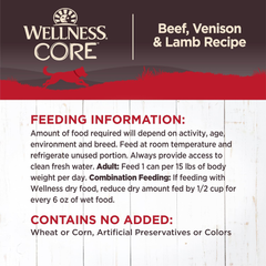 Wellness CORE Natural Wet Grain Free Canned Dog Food, Beef, Venison & Lamb