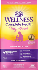 Wellness Complete Health Dry Dog Food for Small Dogs, Toy Breed, Wholesome Grains, Natural, Chicken, Brown Rice, & Peas Recipe