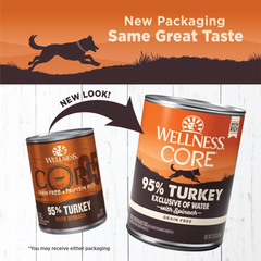 Wellness CORE 95% Natural Wet Grain Free Canned Dog Food, Turkey & Spinach