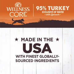 Wellness CORE 95% Natural Wet Grain Free Canned Dog Food, Turkey & Spinach
