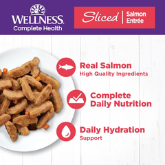 Wellness Complete Health Sliced Adult Wet Cat Food, Natural, Protein-Rich, Grain Free (Salmon Entrée)