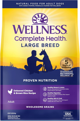 Wellness Complete Health Large Breed Dry Dog Food with Grains, Natural Ingredients, Made in USA with Real Meat (Adult, Chicken & Rice)