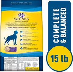 Wellness Complete Health Large Breed Dry Dog Food with Grains, Natural Ingredients, Made in USA with Real Meat (Adult, Chicken & Rice)