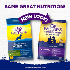 Wellness Complete Health Large Breed Dry Dog Food with Grains, Natural Ingredients, Made in USA with Real Meat (Adult, Chicken & Rice)