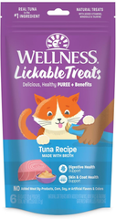 Wellness Lickable Treats Soft Puree Natural Grain Free Adult Cat Treats, Tuna Recipe