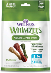 Whimzees Wellness Daily Brushzees Dog Dental Treats, Natural Chews, Small Size Stick