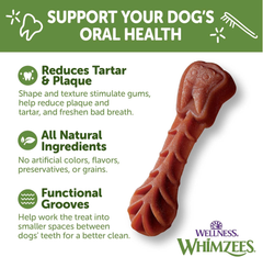 Whimzees Wellness Daily Brushzees Dog Dental Treats, Natural Chews, Small Size Stick