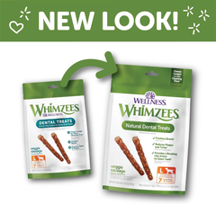Wellness WHIMZEES Veggie Sausage Dog Dental Treats, Natural Chews, Large Size Stick