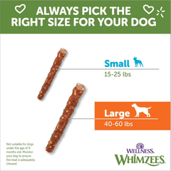 Wellness WHIMZEES Veggie Sausage Dog Dental Treats, Natural Chews, Large Size Stick