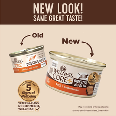 Wellness CORE+ Digestive Health Pate Adult Wet Cat Food, Natural, Protein-Rich, Grain Free (Chicken)