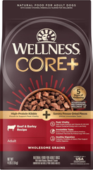 Wellness CORE+ (Formerly RawRev) Dry Dog Food with Freeze Dried Pieces, Wholesome Grains, High Protein, Natural, Beef & Barley Recipe