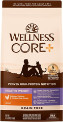 Wellness CORE+ Adult Dry Cat Food for Indoor & Outdoor Cats, Grain Free, Natural, Healthy Weight, Chicken and Chicken Meal
