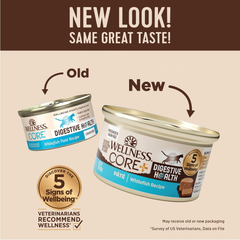 Wellness CORE+ Digestive Health Pate Adult Wet Cat Food, Natural, Protein-Rich, Grain Free (Whitefish)