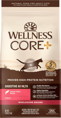 Wellness CORE+ Adult Dry Cat Food for Indoor and Outdoor Cats, Wholesome Grains, Natural, Digestive Health Salmon & Rice