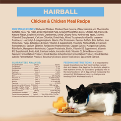 Wellness CORE+ Hairball Adult Dry Cat Food for Indoor & Outdoor Cats, Grain Free, Natural, Chicken and Chicken Meal
