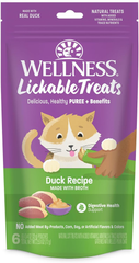 Wellness Lickable Treats Soft Puree Natural Grain Free Adult Cat Treats, Duck Recipe