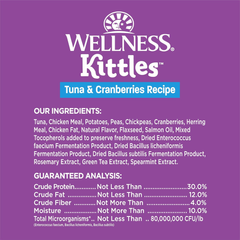 Wellness Kittles Crunchy Natural Grain Free Cat Treats, Tuna & Cranberries Recipe, All Life Stages