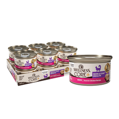 Wellness CORE+ Skin & Coat Natural Grain Free Duck & Chicken Pate Canned Wet Cat Food