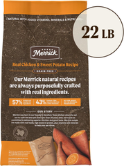 Merrick Premium Grain Free Dry Adult Dog Food, Wholesome And Natural Kibble With Real Chicken And Sweet Potato