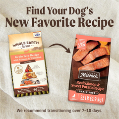 Whole Earth Farms Natural Grain Free Dry Kibble, Wholesome And Healthy Dog Food, Salmon And Whitefish Recipe