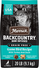 Merrick Backcountry Grain Free Dry Adult Dog Food, Kibble With Freeze Dried Raw Pieces, Game Bird Recipe