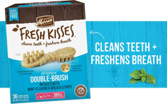Merrick Fresh Kisses Natural Dental Chews, Toothbrush Treat Shape Infused With Real Mint, Small Dogs
