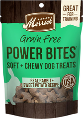 Merrick Power Bites Natural Soft And Chewy Real Meat Dog Treats, Grain Free Snack With Real Rabbit Recipe