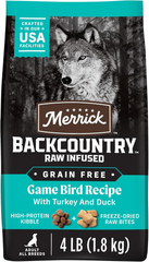 Merrick Backcountry Grain Free Dry Adult Dog Food, Kibble With Freeze Dried Raw Pieces, Game Bird Recipe