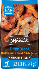 Merrick Grain Free Premium Large Breed Dry Dog Food, Wholesome and Natural Kibble, Chicken and Sweet Potato