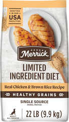Merrick Limited Ingredient Diet Premium and Natural Kibble with Healthy Grains Chicken and Brown Rice Dog Food