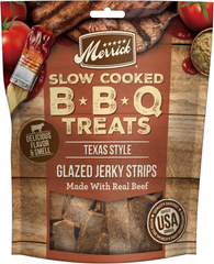 Merrick Dog Jerky, Slow Cooked BBQ Beef Jerky Dog Treats, Texas Style Glazed Jerky Strips