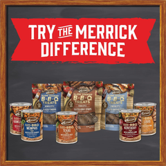 Merrick Dog Jerky, Slow Cooked BBQ Beef Jerky Dog Treats, Texas Style Glazed Jerky Strips