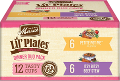 Merrick Lil’ Plates Grain Free Dinner Duos Soft Natural Wet Small Dog Food Variety Pack, Beef and Chicken