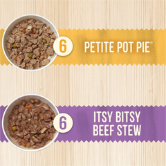 Merrick Lil’ Plates Grain Free Dinner Duos Soft Natural Wet Small Dog Food Variety Pack, Beef and Chicken