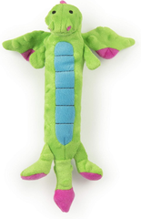 goDog Bubble Plush Skinny Dragons Squeaky Plush Dog Toy, Chew Guard Technology - Green