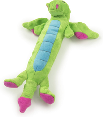goDog Bubble Plush Skinny Dragons Squeaky Plush Dog Toy, Chew Guard Technology - Green