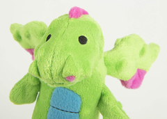 goDog Bubble Plush Skinny Dragons Squeaky Plush Dog Toy, Chew Guard Technology - Green