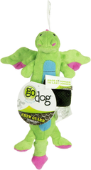 goDog Bubble Plush Skinny Dragons Squeaky Plush Dog Toy, Chew Guard Technology - Green