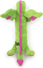 goDog Bubble Plush Skinny Dragons Squeaky Plush Dog Toy, Chew Guard Technology - Green