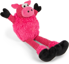goDog Checkers Skinny Pig Squeaky Plush Dog Toy, Chew Guard Technology - Pink