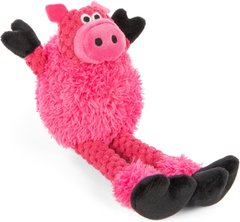 goDog Checkers Skinny Pig Squeaky Plush Dog Toy, Chew Guard Technology - Pink