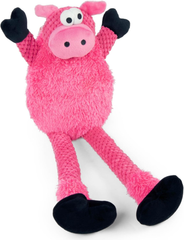goDog Checkers Skinny Pig Squeaky Plush Dog Toy, Chew Guard Technology - Pink
