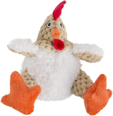 goDog Checkers Just For Me Fat Rooster Squeaky Plush Dog Toy, Chew Guard Technology - White