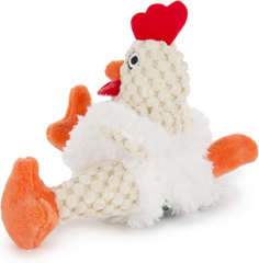 goDog Checkers Just For Me Fat Rooster Squeaky Plush Dog Toy, Chew Guard Technology - White