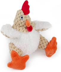 goDog Checkers Just For Me Fat Rooster Squeaky Plush Dog Toy, Chew Guard Technology - White