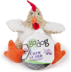 goDog Checkers Just For Me Fat Rooster Squeaky Plush Dog Toy, Chew Guard Technology - White