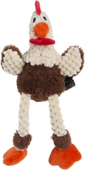 goDog Checkers Just for Me Skinny Rooster Squeaky Plush Dog Toy, Chew Guard Technology - Brown