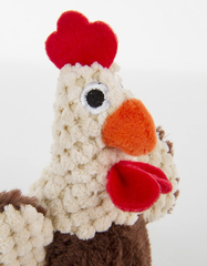 goDog Checkers Just for Me Skinny Rooster Squeaky Plush Dog Toy, Chew Guard Technology - Brown