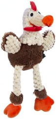 goDog Checkers Just for Me Skinny Rooster Squeaky Plush Dog Toy, Chew Guard Technology - Brown
