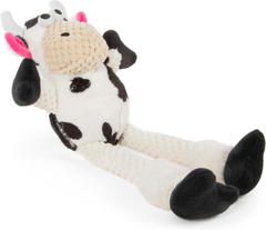 goDog Checkers Just for Me Skinny Cow Squeaky Plush Dog Toy, Chew Guard Technology - White